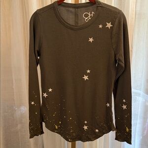 Chaser Olive Star Pattern Long Sleeve Tee